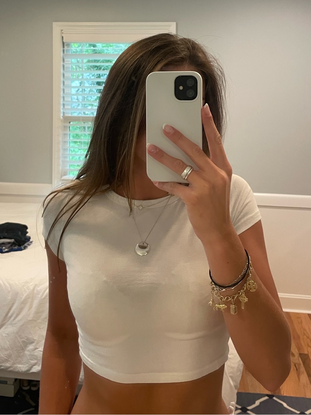 White Short Sleeve Cropped Tee